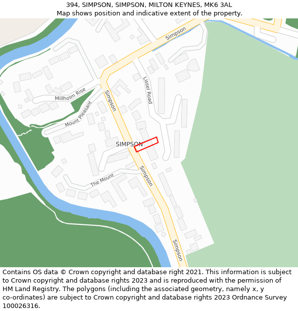 394, SIMPSON, SIMPSON, MILTON KEYNES, MK6 3AL: Location map and indicative extent of plot