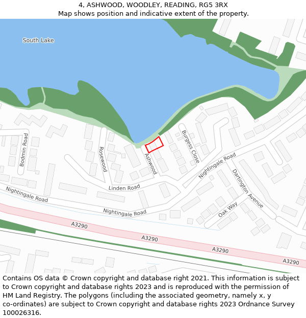 4, ASHWOOD, WOODLEY, READING, RG5 3RX: Location map and indicative extent of plot