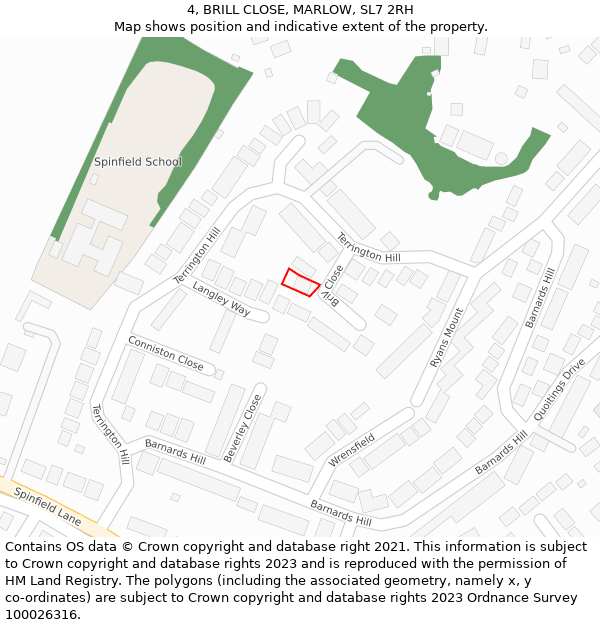 4, BRILL CLOSE, MARLOW, SL7 2RH: Location map and indicative extent of plot