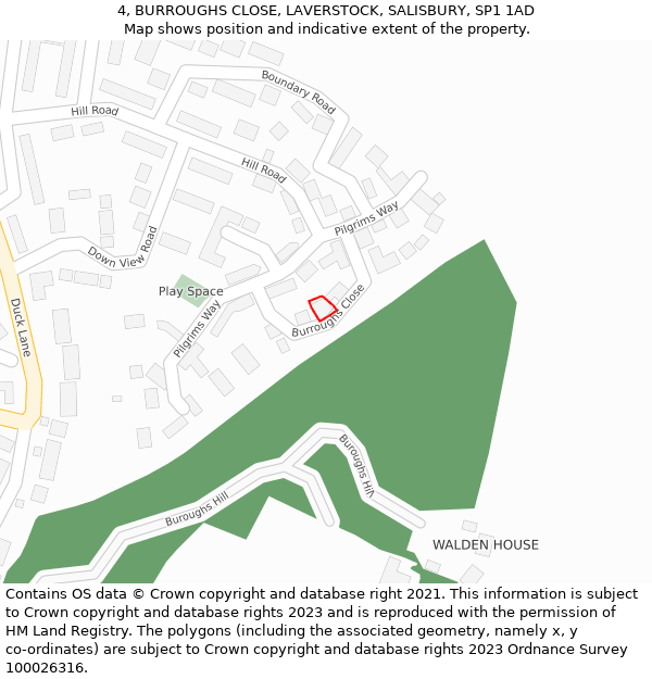 4, BURROUGHS CLOSE, LAVERSTOCK, SALISBURY, SP1 1AD: Location map and indicative extent of plot