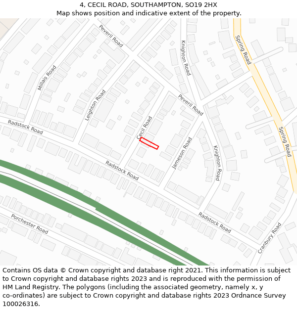 4, CECIL ROAD, SOUTHAMPTON, SO19 2HX: Location map and indicative extent of plot