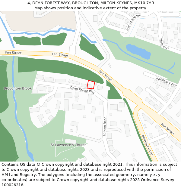 4, DEAN FOREST WAY, BROUGHTON, MILTON KEYNES, MK10 7AB: Location map and indicative extent of plot