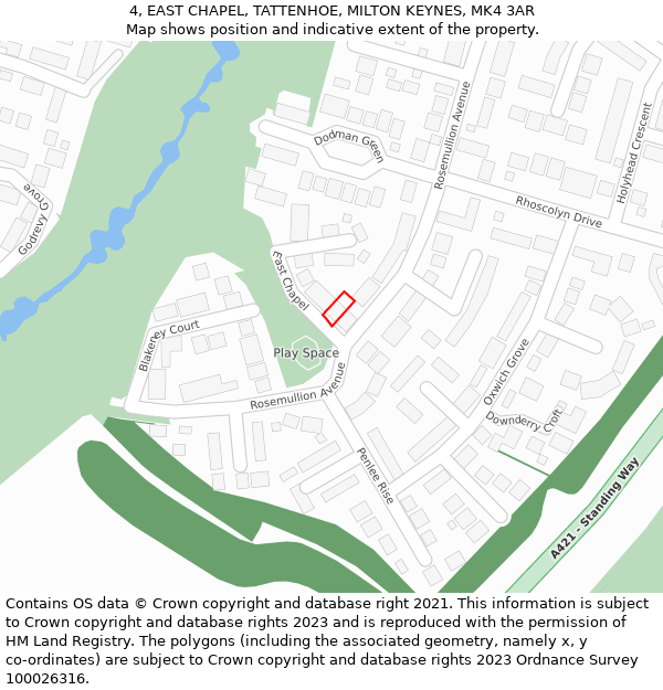 4, EAST CHAPEL, TATTENHOE, MILTON KEYNES, MK4 3AR: Location map and indicative extent of plot