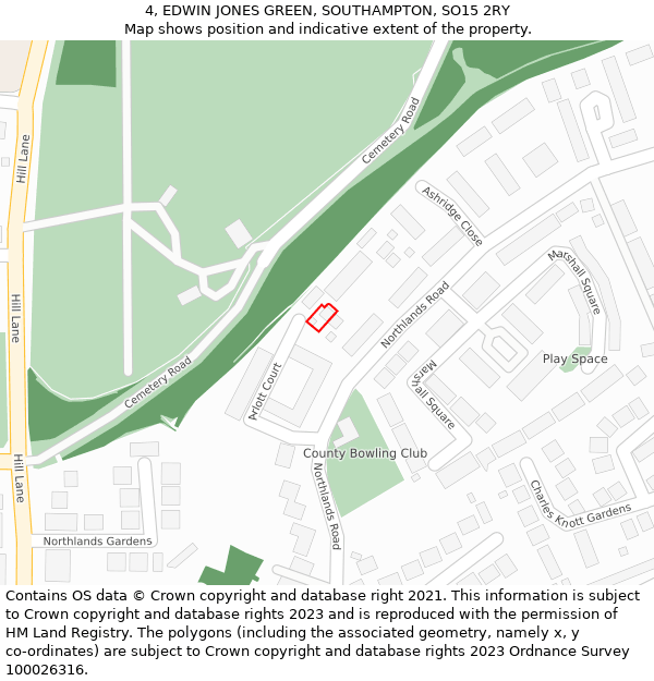 4, EDWIN JONES GREEN, SOUTHAMPTON, SO15 2RY: Location map and indicative extent of plot