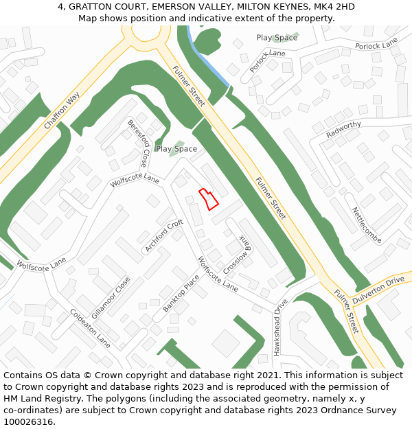 4, GRATTON COURT, EMERSON VALLEY, MILTON KEYNES, MK4 2HD: Location map and indicative extent of plot