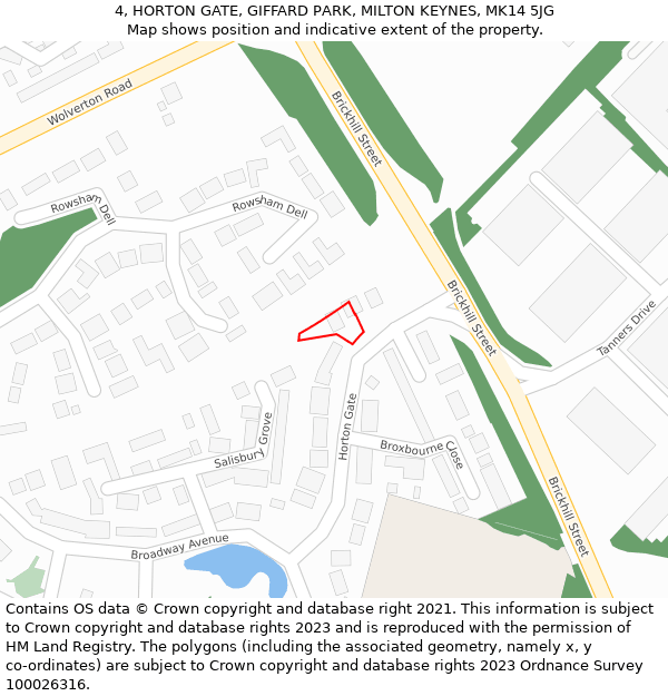 4, HORTON GATE, GIFFARD PARK, MILTON KEYNES, MK14 5JG: Location map and indicative extent of plot
