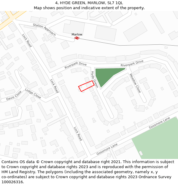 4, HYDE GREEN, MARLOW, SL7 1QL: Location map and indicative extent of plot