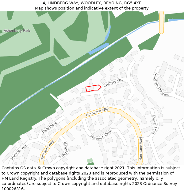 4, LINDBERG WAY, WOODLEY, READING, RG5 4XE: Location map and indicative extent of plot