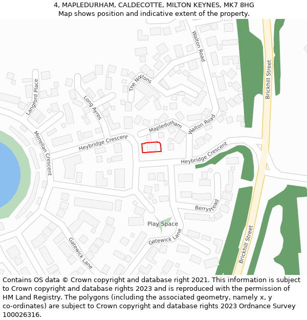 4, MAPLEDURHAM, CALDECOTTE, MILTON KEYNES, MK7 8HG: Location map and indicative extent of plot