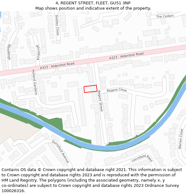 4, REGENT STREET, FLEET, GU51 3NP: Location map and indicative extent of plot