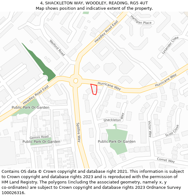 4, SHACKLETON WAY, WOODLEY, READING, RG5 4UT: Location map and indicative extent of plot