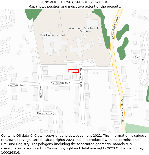 4, SOMERSET ROAD, SALISBURY, SP1 3BN: Location map and indicative extent of plot
