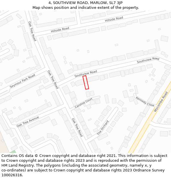 4, SOUTHVIEW ROAD, MARLOW, SL7 3JP: Location map and indicative extent of plot