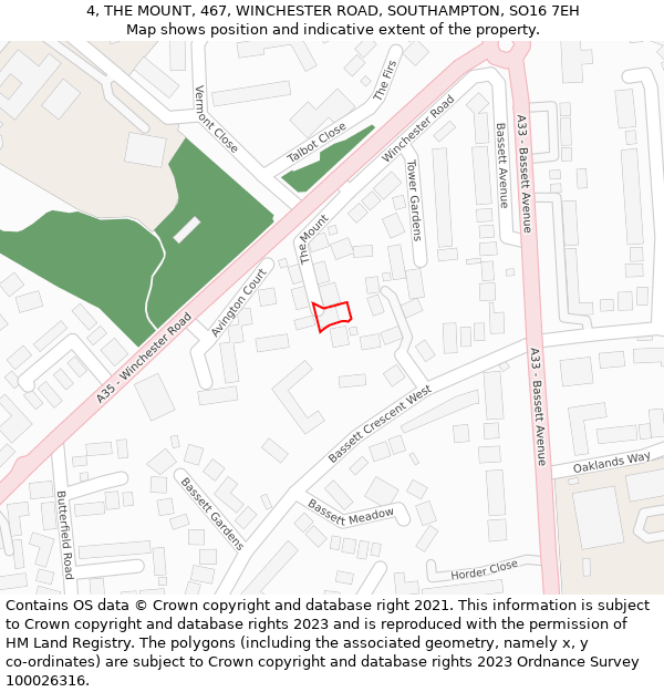 4, THE MOUNT, 467, WINCHESTER ROAD, SOUTHAMPTON, SO16 7EH: Location map and indicative extent of plot