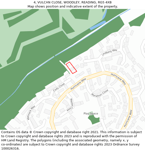 4, VULCAN CLOSE, WOODLEY, READING, RG5 4XB: Location map and indicative extent of plot