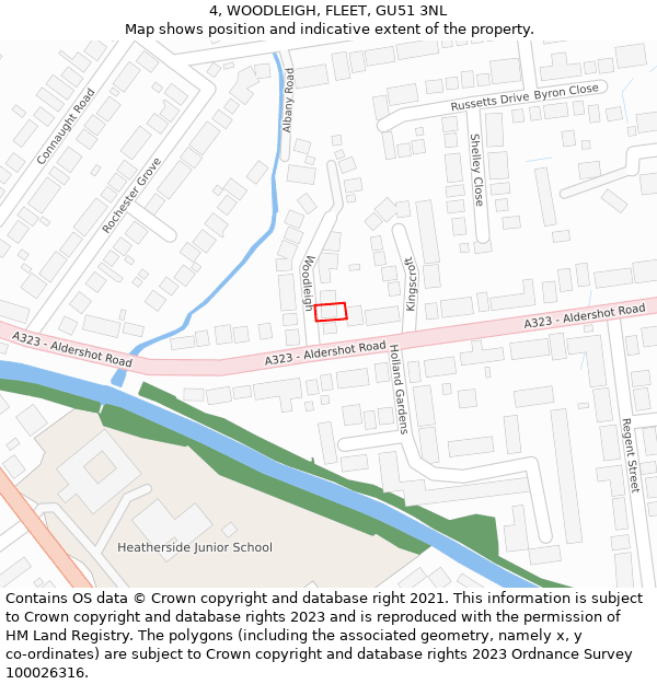 4, WOODLEIGH, FLEET, GU51 3NL: Location map and indicative extent of plot