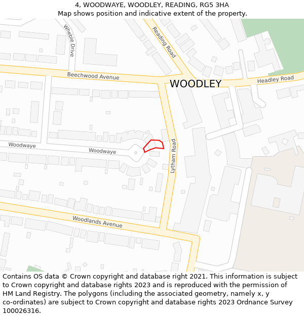 4, WOODWAYE, WOODLEY, READING, RG5 3HA: Location map and indicative extent of plot