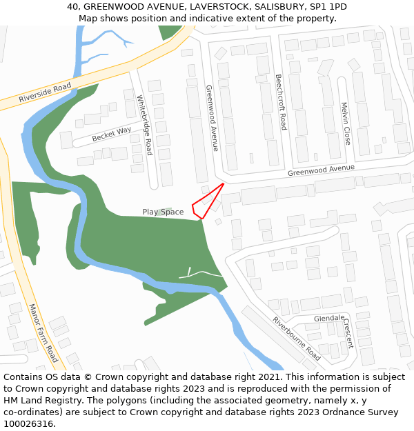 40, GREENWOOD AVENUE, LAVERSTOCK, SALISBURY, SP1 1PD: Location map and indicative extent of plot