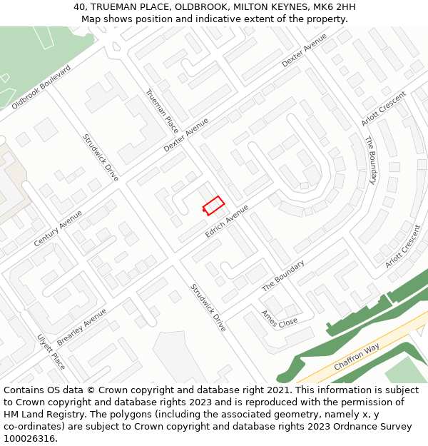 40, TRUEMAN PLACE, OLDBROOK, MILTON KEYNES, MK6 2HH: Location map and indicative extent of plot