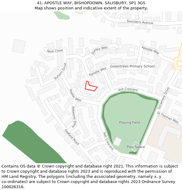 41, APOSTLE WAY, BISHOPDOWN, SALISBURY, SP1 3GS: Location map and indicative extent of plot