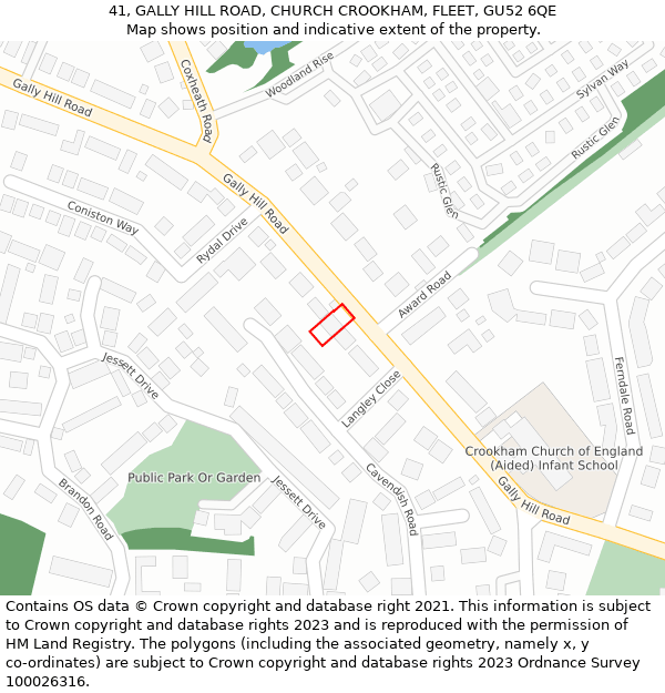 41, GALLY HILL ROAD, CHURCH CROOKHAM, FLEET, GU52 6QE: Location map and indicative extent of plot