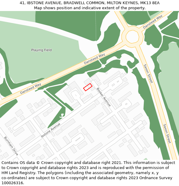 41, IBSTONE AVENUE, BRADWELL COMMON, MILTON KEYNES, MK13 8EA: Location map and indicative extent of plot