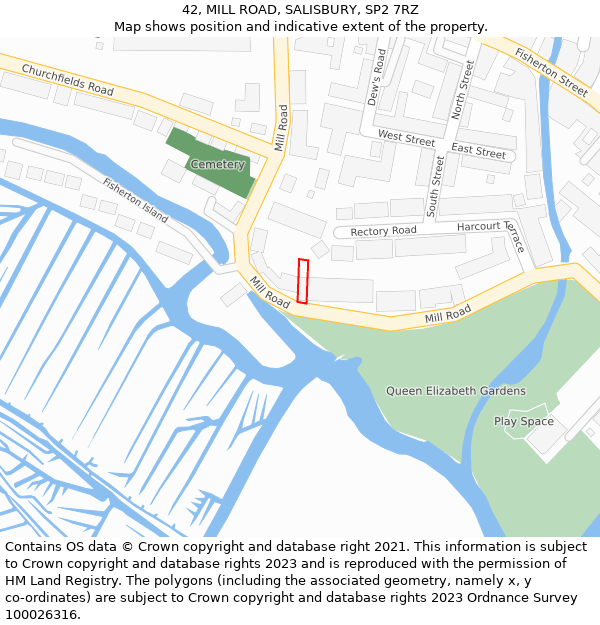 42, MILL ROAD, SALISBURY, SP2 7RZ: Location map and indicative extent of plot