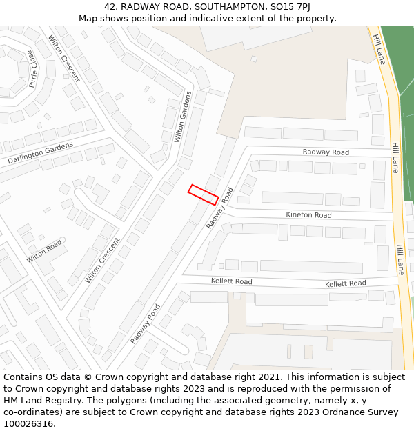 42, RADWAY ROAD, SOUTHAMPTON, SO15 7PJ: Location map and indicative extent of plot