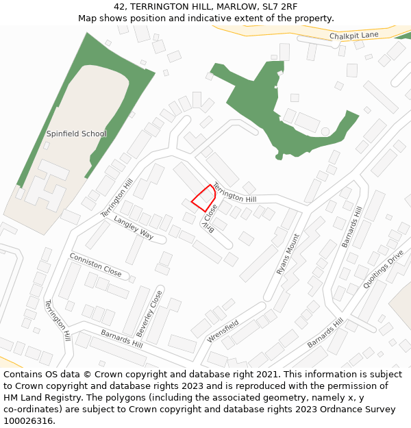 42, TERRINGTON HILL, MARLOW, SL7 2RF: Location map and indicative extent of plot