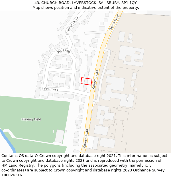 43, CHURCH ROAD, LAVERSTOCK, SALISBURY, SP1 1QY: Location map and indicative extent of plot