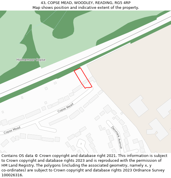 43, COPSE MEAD, WOODLEY, READING, RG5 4RP: Location map and indicative extent of plot