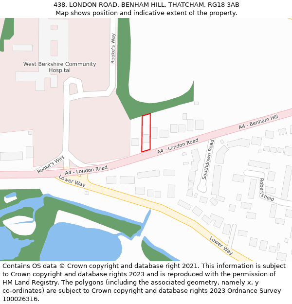 438, LONDON ROAD, BENHAM HILL, THATCHAM, RG18 3AB: Location map and indicative extent of plot