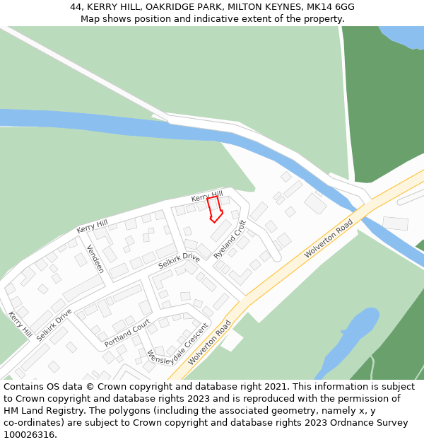 44, KERRY HILL, OAKRIDGE PARK, MILTON KEYNES, MK14 6GG: Location map and indicative extent of plot