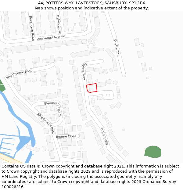 44, POTTERS WAY, LAVERSTOCK, SALISBURY, SP1 1PX: Location map and indicative extent of plot