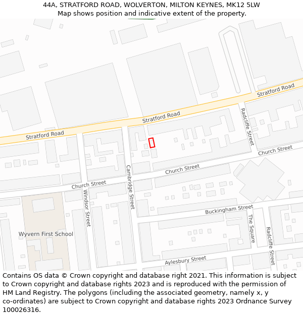 44A, STRATFORD ROAD, WOLVERTON, MILTON KEYNES, MK12 5LW: Location map and indicative extent of plot