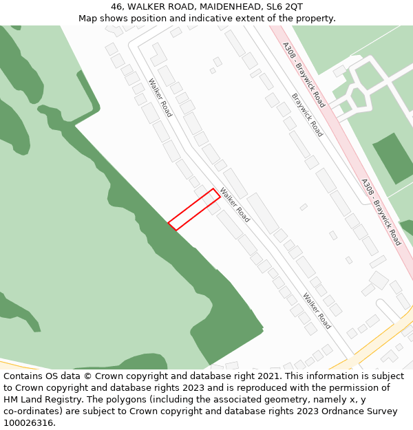 46, WALKER ROAD, MAIDENHEAD, SL6 2QT: Location map and indicative extent of plot