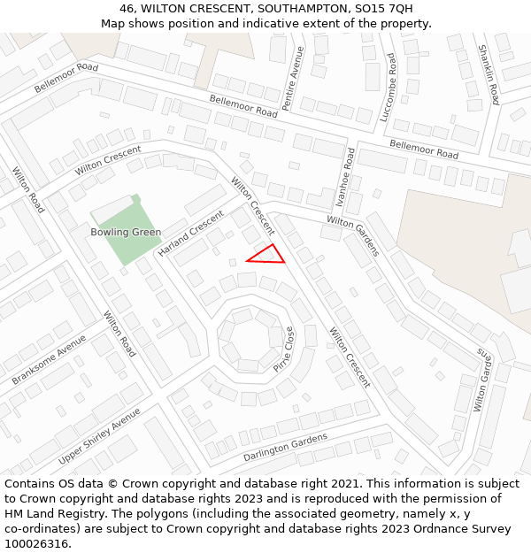 46, WILTON CRESCENT, SOUTHAMPTON, SO15 7QH: Location map and indicative extent of plot