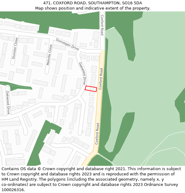 471, COXFORD ROAD, SOUTHAMPTON, SO16 5DA: Location map and indicative extent of plot