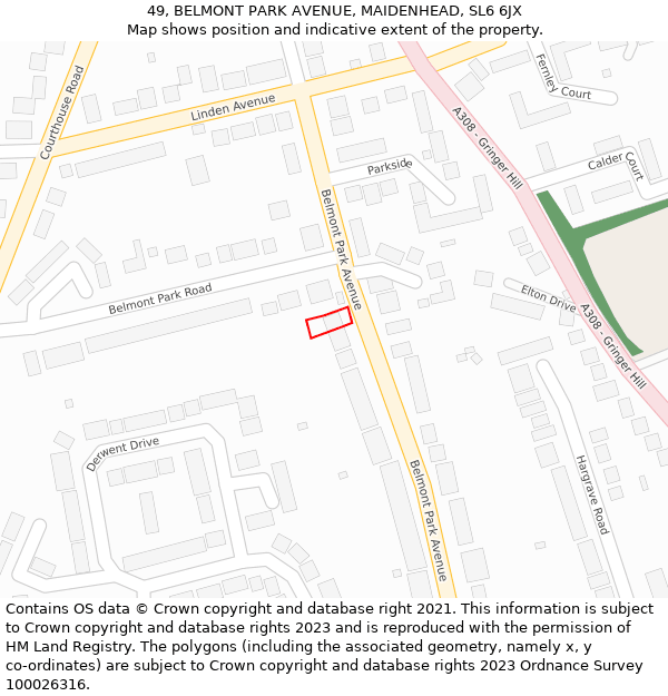 49, BELMONT PARK AVENUE, MAIDENHEAD, SL6 6JX: Location map and indicative extent of plot