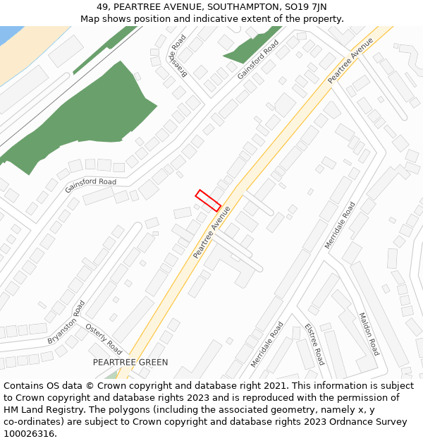 49, PEARTREE AVENUE, SOUTHAMPTON, SO19 7JN: Location map and indicative extent of plot