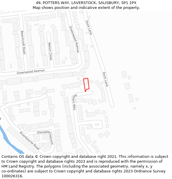 49, POTTERS WAY, LAVERSTOCK, SALISBURY, SP1 1PX: Location map and indicative extent of plot