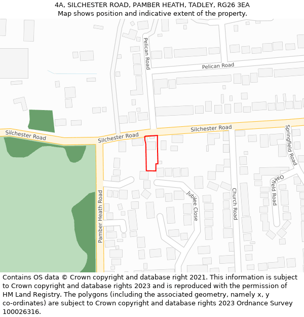 4A, SILCHESTER ROAD, PAMBER HEATH, TADLEY, RG26 3EA: Location map and indicative extent of plot