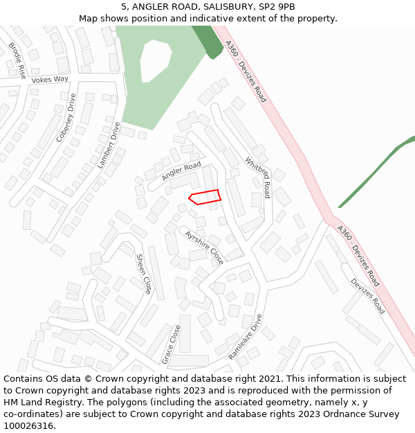 5, ANGLER ROAD, SALISBURY, SP2 9PB: Location map and indicative extent of plot