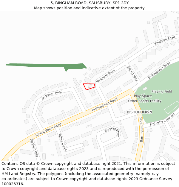 5, BINGHAM ROAD, SALISBURY, SP1 3DY: Location map and indicative extent of plot