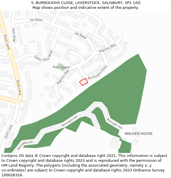 5, BURROUGHS CLOSE, LAVERSTOCK, SALISBURY, SP1 1AD: Location map and indicative extent of plot