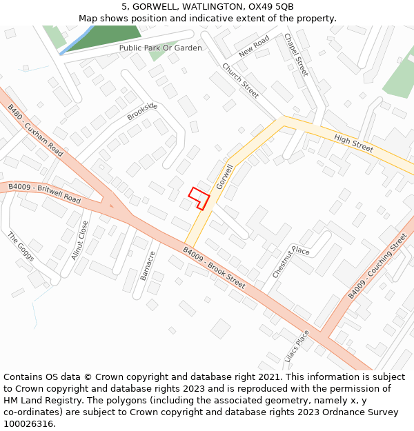 5, GORWELL, WATLINGTON, OX49 5QB: Location map and indicative extent of plot