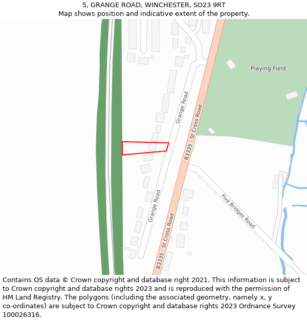 5, GRANGE ROAD, WINCHESTER, SO23 9RT: Location map and indicative extent of plot