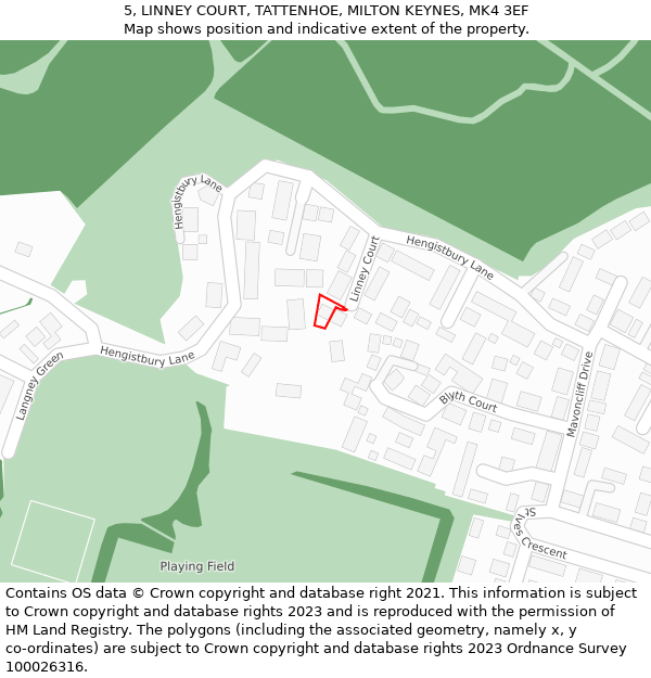 5, LINNEY COURT, TATTENHOE, MILTON KEYNES, MK4 3EF: Location map and indicative extent of plot