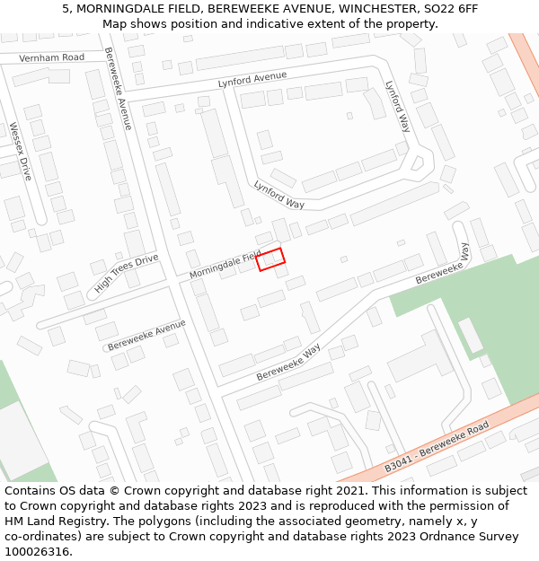 5, MORNINGDALE FIELD, BEREWEEKE AVENUE, WINCHESTER, SO22 6FF: Location map and indicative extent of plot