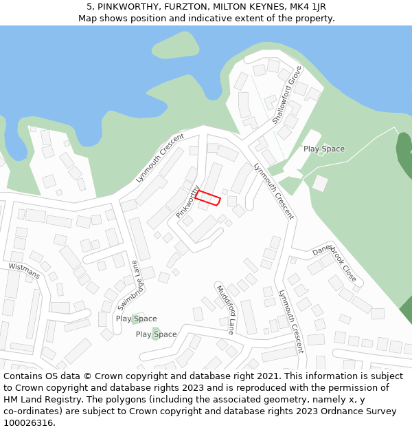 5, PINKWORTHY, FURZTON, MILTON KEYNES, MK4 1JR: Location map and indicative extent of plot